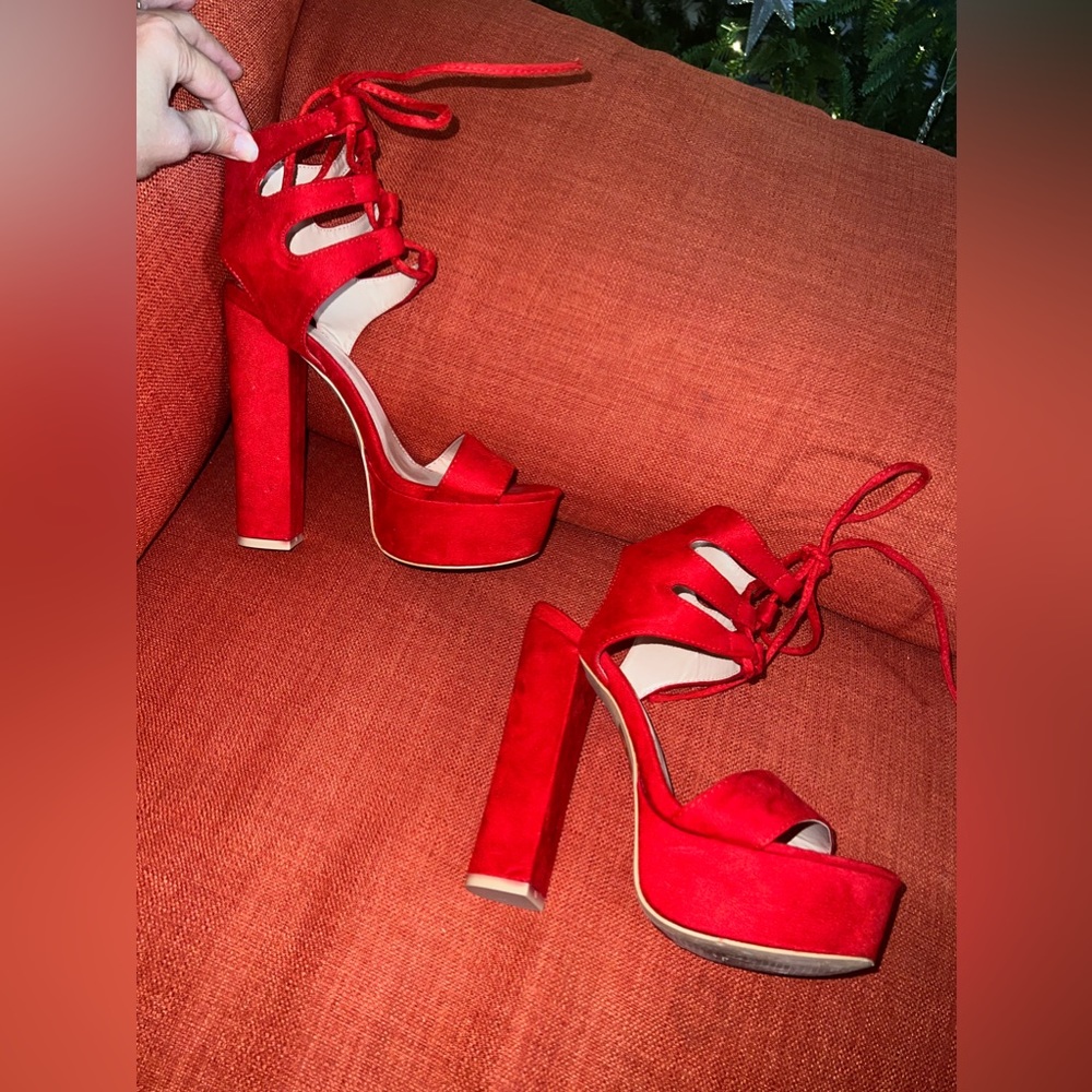 Windsor  velvet red platform sandals